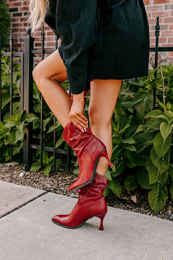 The Eliza Faux Leather Bootie in Wine Image - 4