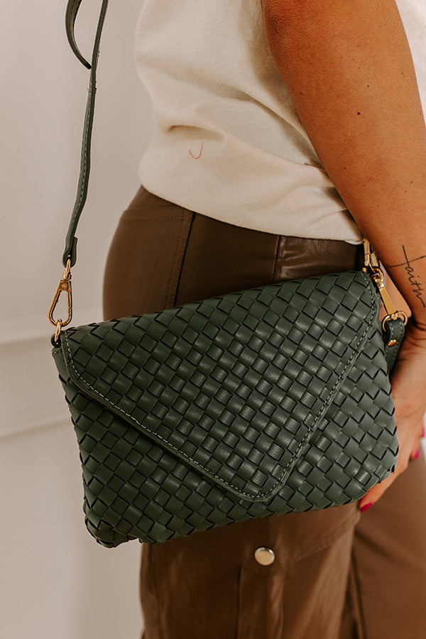 Sweet Melody Woven Faux Leather Clutch in Forest Image - 2