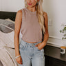 Happy Hour Chic Pearl Embellished Top in Taupe Image - 1