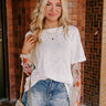 Casual Twist Embroidered Tee in White Image - 1
