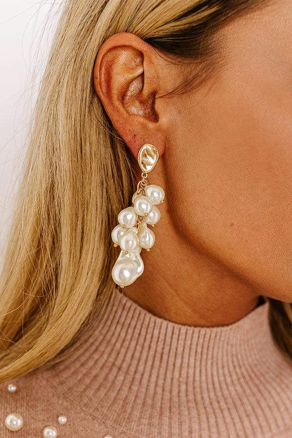 Gala Glam Pearl Chandelier Earrings Image - 1