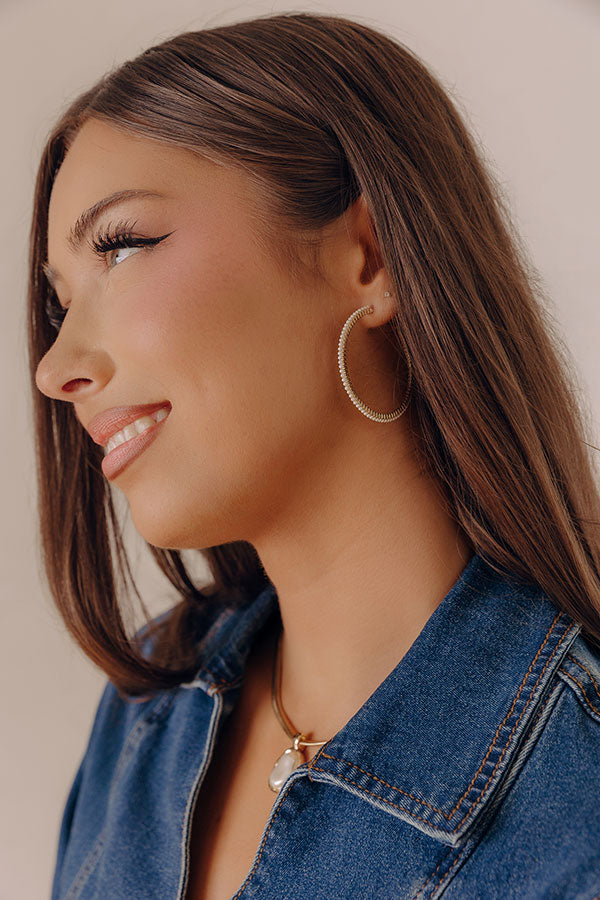 Sweet Smile Pearl Embellished Hoop Earrings Image - 1
