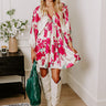 Botanical Bliss Satin Mini Dress in Cream Image - 1