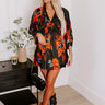 Botanical Bliss Satin Mini Dress in Black Image - 1