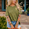 Casual Twist Embroidered Tee in Olive Image - 1