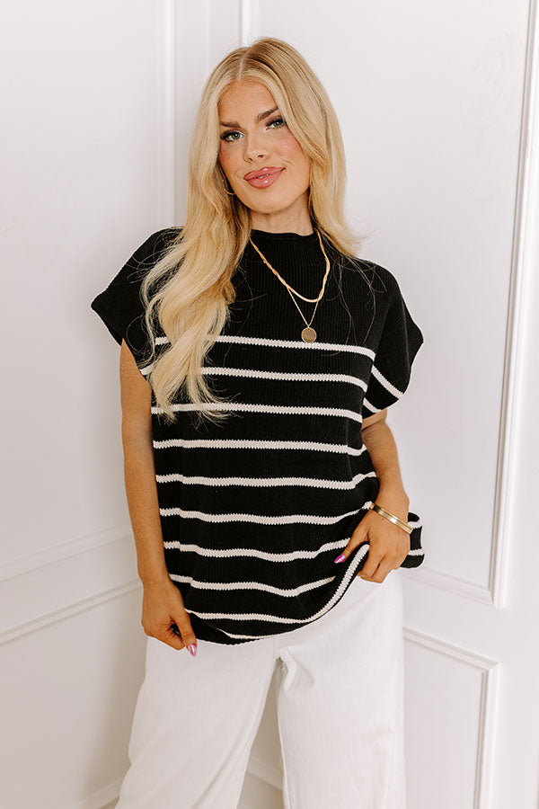 Paris Mornings Stripe Sweater Top in Black Curves Image - 1