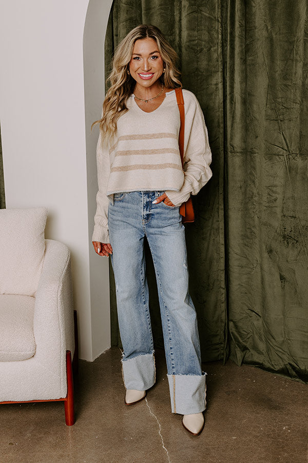 Chai Latte Please Knit Crop Sweater Image - 1