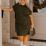 Autumn Crisp Ribbed Sweater Dress in Forest Curves Image - 1