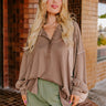 Cafe Cutie Henley Tee in Brown Curves Image - 1