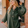 Chic Harvest Knit Henley Top in Hunter Green Curves Image - 1