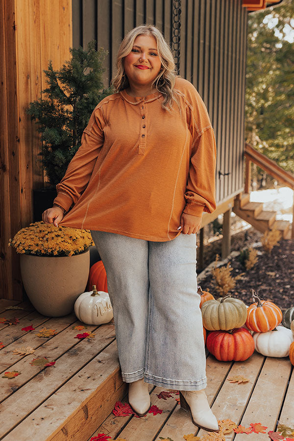 Cafe Cutie Henley Tee in Rust Curves Image - 2