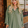 Cafe Cutie Henley Tee in Olive Curves Image - 1