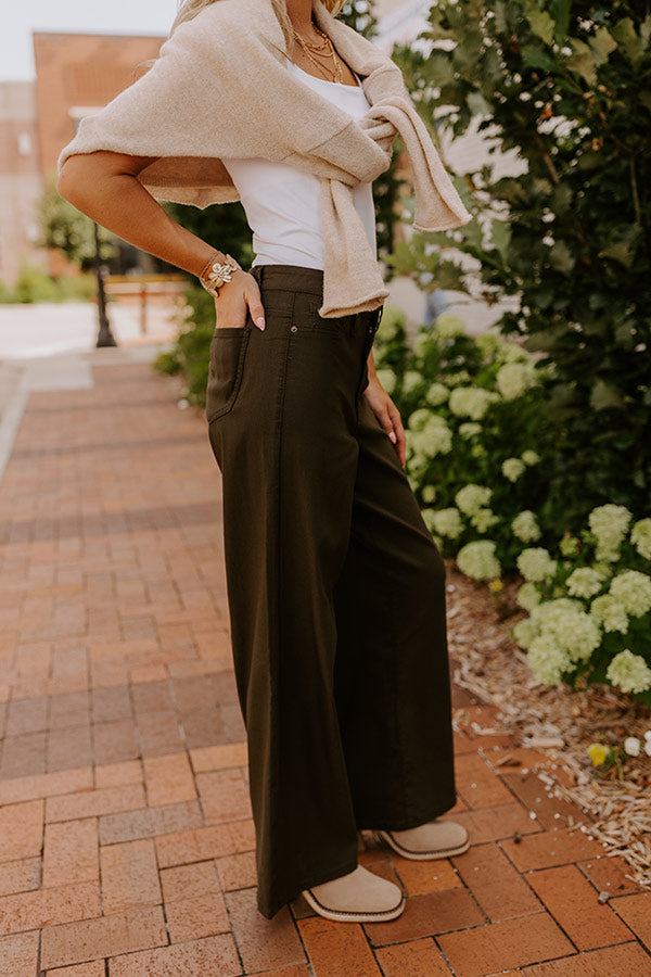The Phoebe High Waist Wide Leg Pants in Deep Forest Image - 5