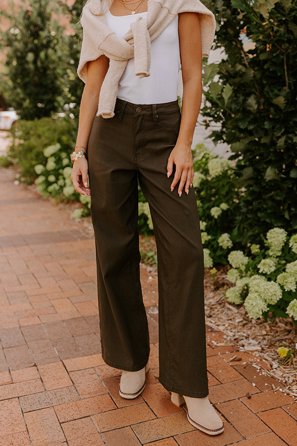 The Phoebe High Waist Wide Leg Pants in Deep Forest Image - 3