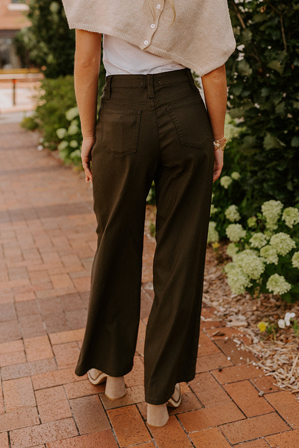 The Phoebe High Waist Wide Leg Pants in Deep Forest Image - 4