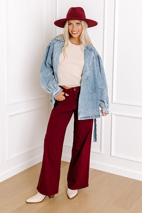 The Phoebe High Waist Wide Leg Pants in Wine Image - 5