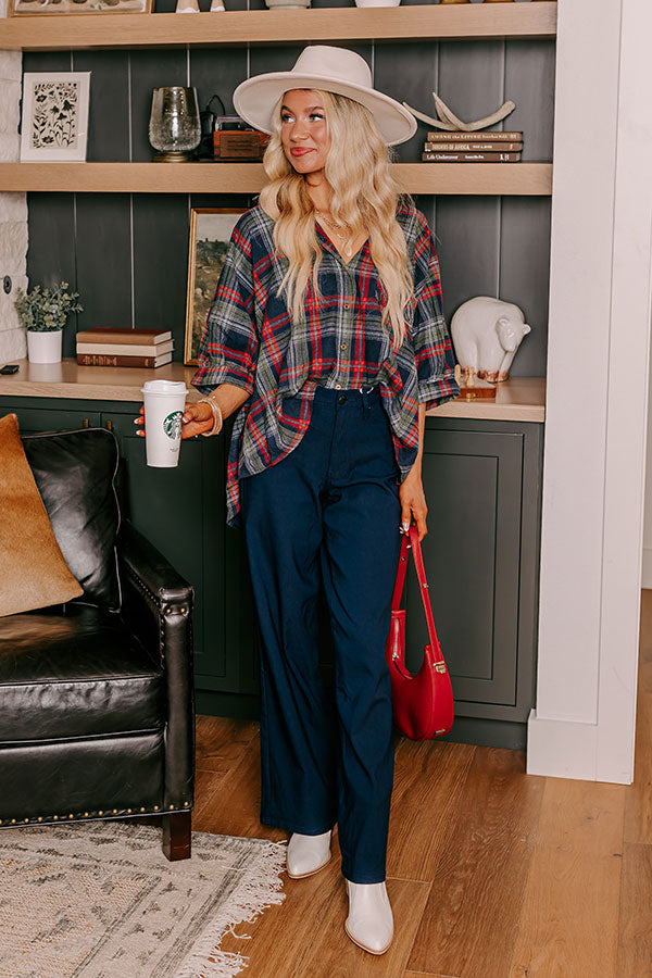 The Phoebe High Waist Wide Leg Pants in Navy Image - 1