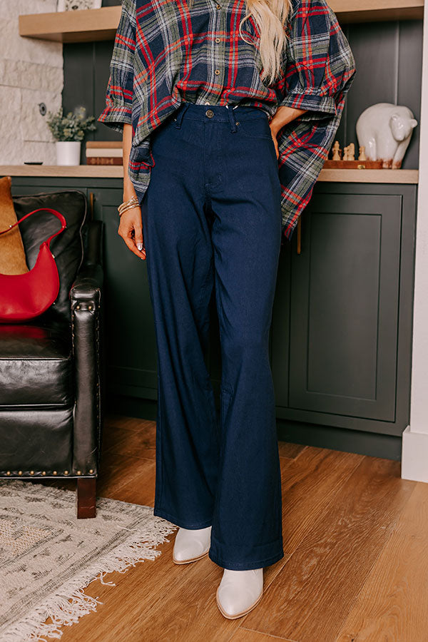 The Phoebe High Waist Wide Leg Pants in Navy Image - 2