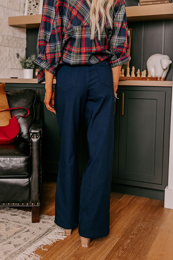 The Phoebe High Waist Wide Leg Pants in Navy Image - 4