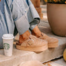 The Payton Faux Suede Platform Clogs in Iced Latte Image - 1