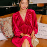 Uptown Elegance Velvet Mini Dress in Red Image - 1