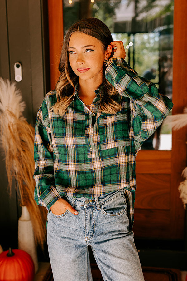Fireside S'mores Oversized Flannel in Hunter Green Image - 4
