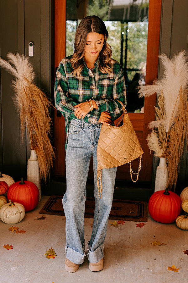 Fireside S'mores Oversized Flannel in Hunter Green Image - 3