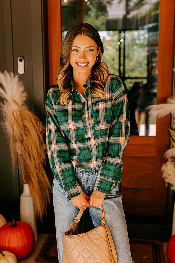 Fireside S'mores Oversized Flannel in Hunter Green Image - 2