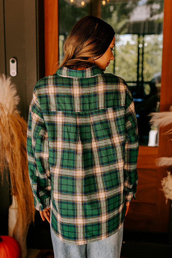 Fireside S'mores Oversized Flannel in Hunter Green Image - 5
