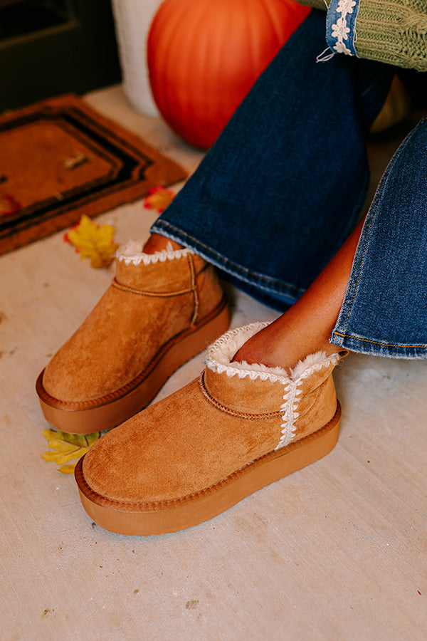Vermont Vacay Faux Suede Platform Bootie in Camel Image - 1