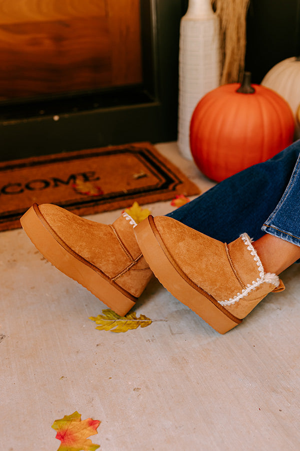 Vermont Vacay Faux Suede Platform Bootie in Camel Image - 3