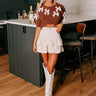 The Emilia High Waist Corduroy Skort in Cream Image - 1