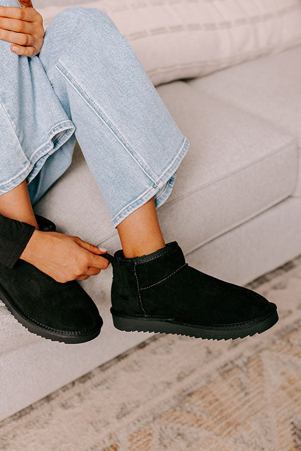 Away To The Alps Faux Suede Bootie in Black Image - 3