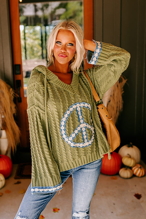Inner Peace Cable Knit Sweater in Olive Image - 1