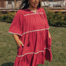 Simply Lovely Tiered Mini Dress in Wine Curves Image - 1