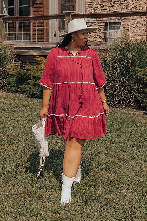 Simply Lovely Tiered Mini Dress in Wine Curves Image - 2
