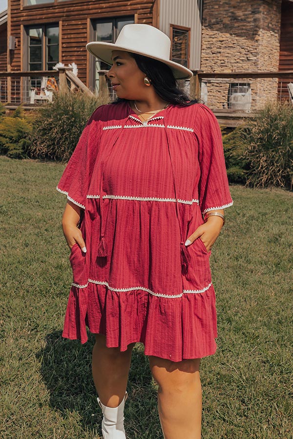 Simply Lovely Tiered Mini Dress in Wine Curves Image - 3
