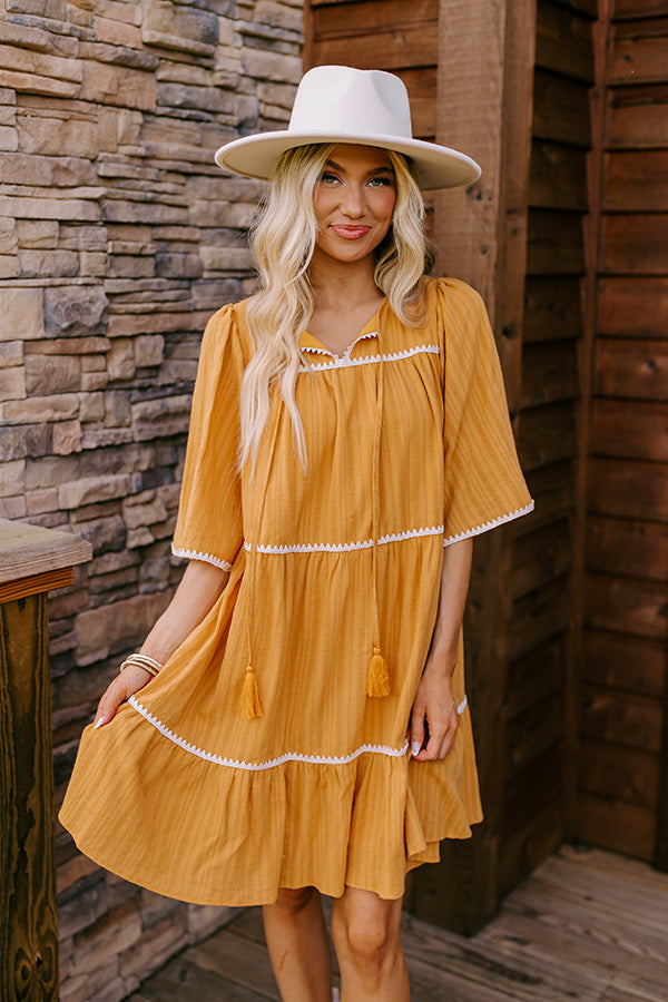 Simply Lovely Tiered Mini Dress in Mustard Image - 3