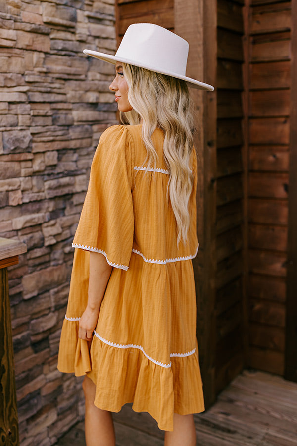 Simply Lovely Tiered Mini Dress in Mustard Image - 4