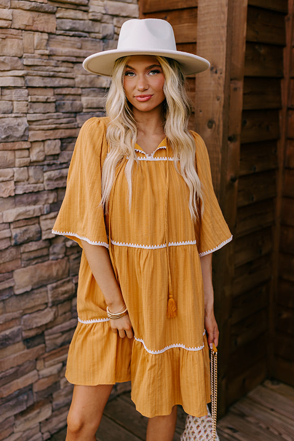 Simply Lovely Tiered Mini Dress in Mustard Image - 2