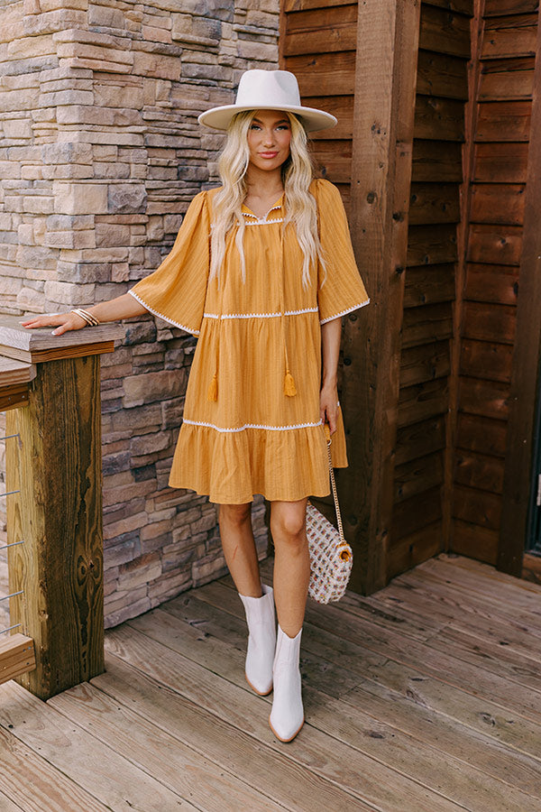 Simply Lovely Tiered Mini Dress in Mustard Image - 1