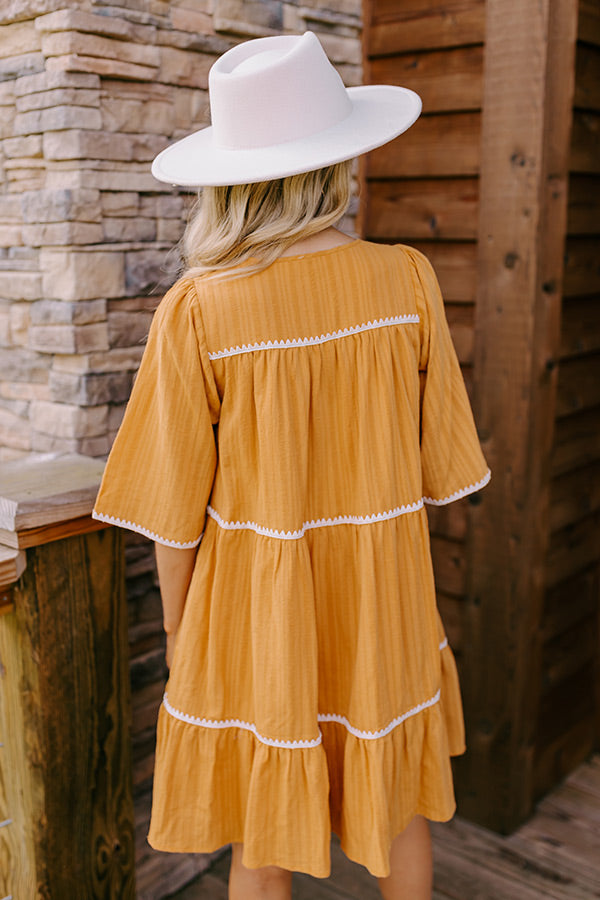 Simply Lovely Tiered Mini Dress in Mustard Image - 5