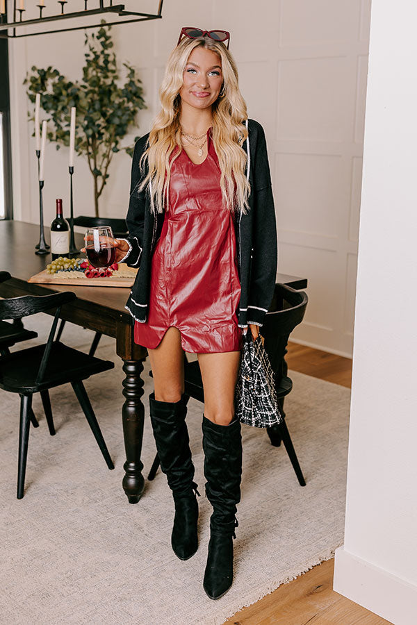 Modern Metropolis Faux Leather Mini Dress Image - 5