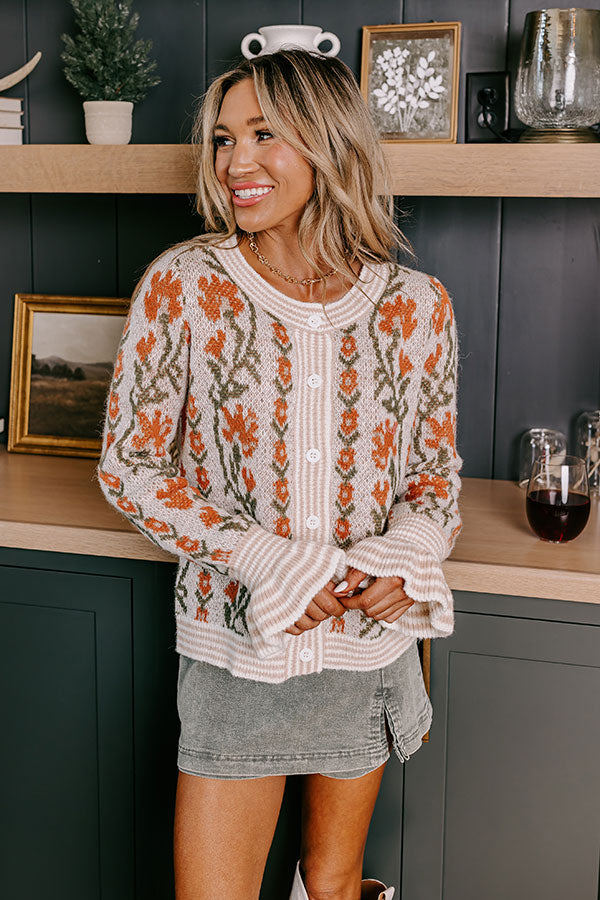 Floral Dreams Knit Sweater in Light Oatmeal Image - 2