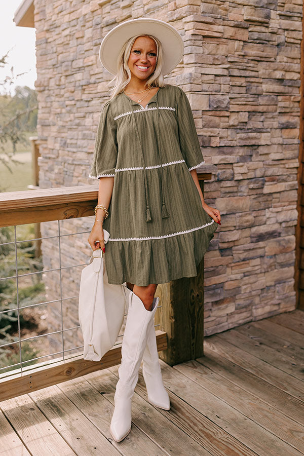 Simply Lovely Tiered Mini Dress in Olive Image - 2