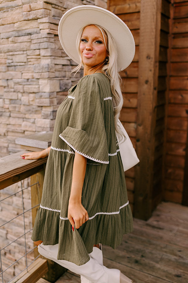 Simply Lovely Tiered Mini Dress in Olive Image - 4