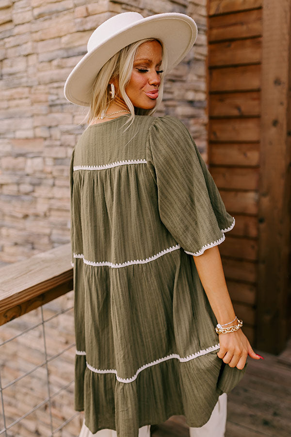 Simply Lovely Tiered Mini Dress in Olive Image - 5