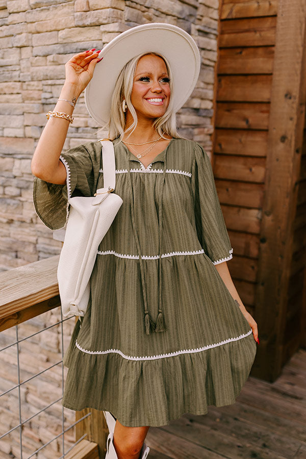 Simply Lovely Tiered Mini Dress in Olive Image - 1