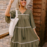 Simply Lovely Tiered Mini Dress in Olive Image - 1