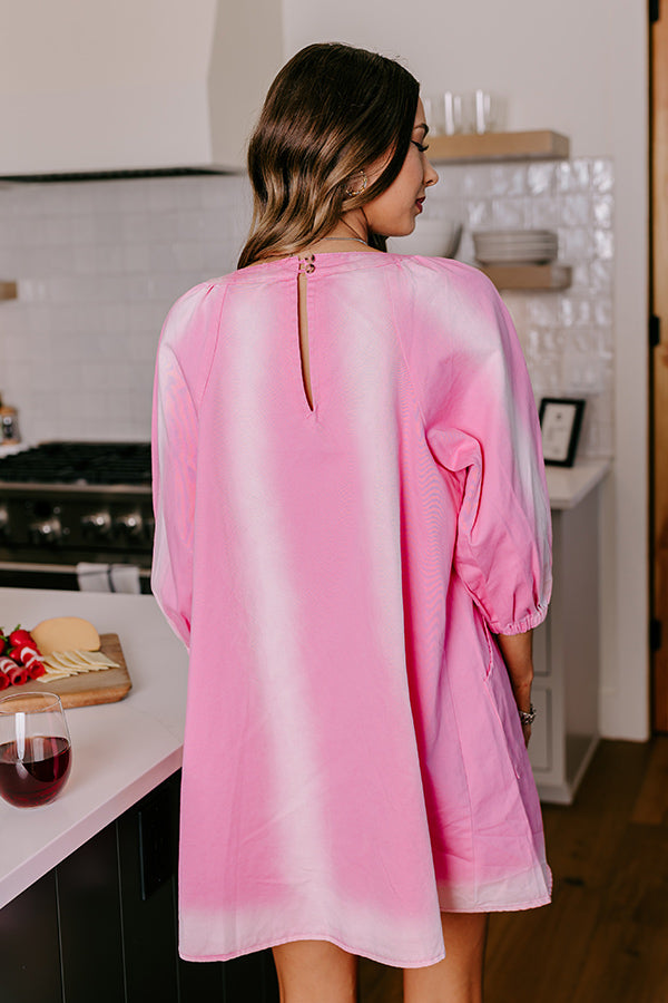 Loving Smiles Denim Mini Dress in Pink Image - 3